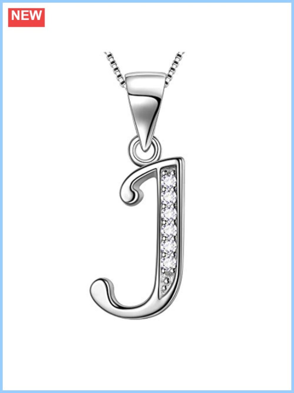 925 Sterling Silver Initial Letter Necklace with Cubic Zirconia Pendant
